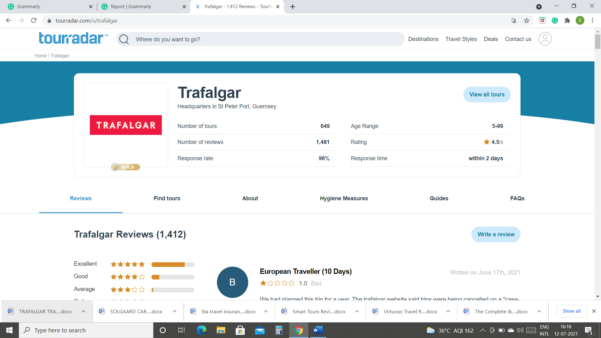Trafalgar Travel Reviews